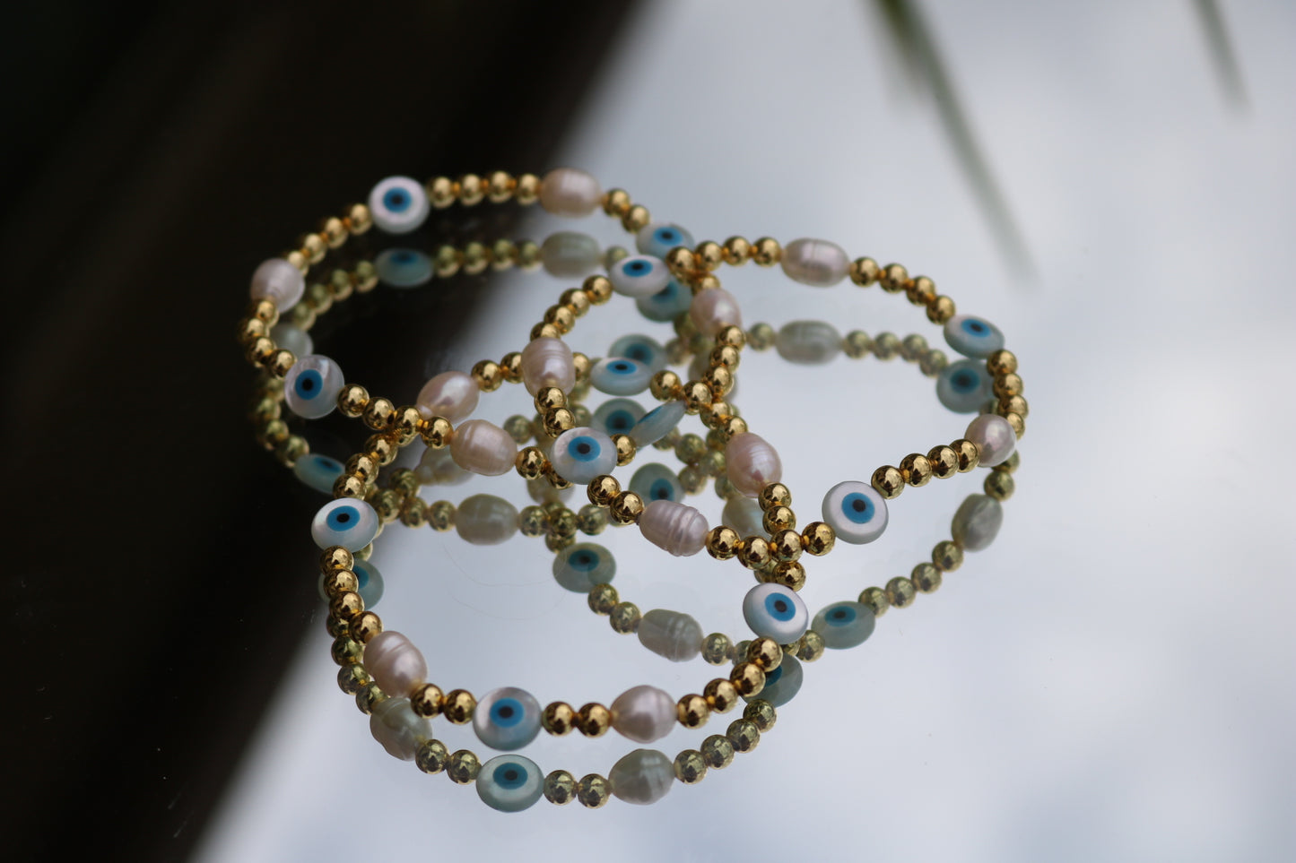 Evil eye & pearl bracelet