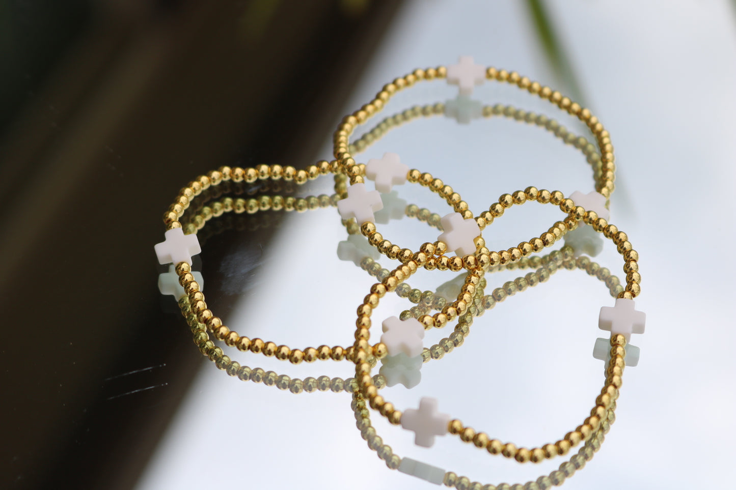Gold Beaded Pearl Bracelets