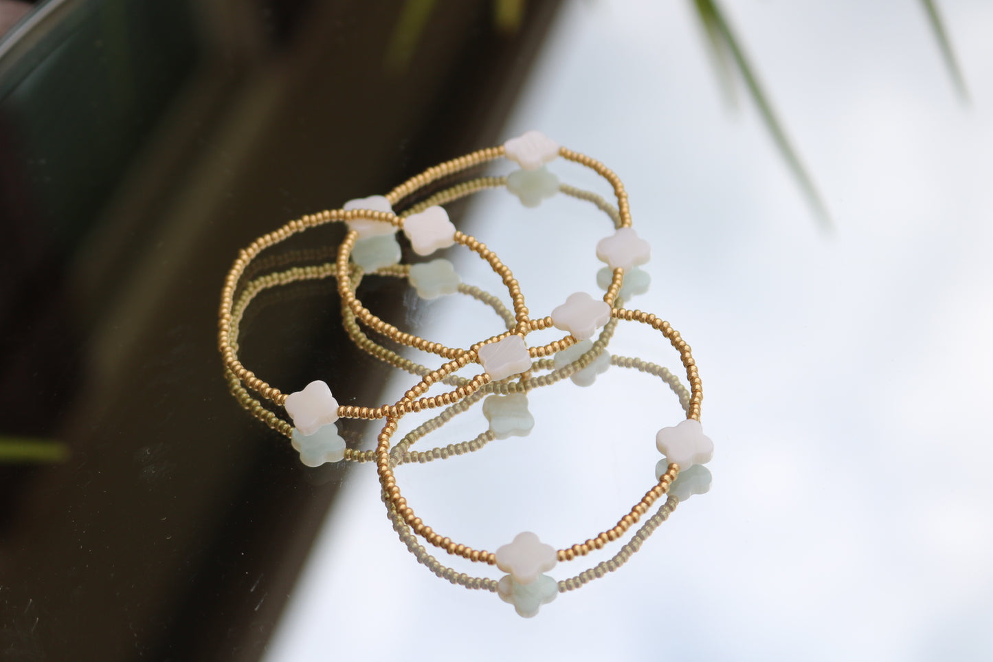 Gold Beaded Pearl Bracelets