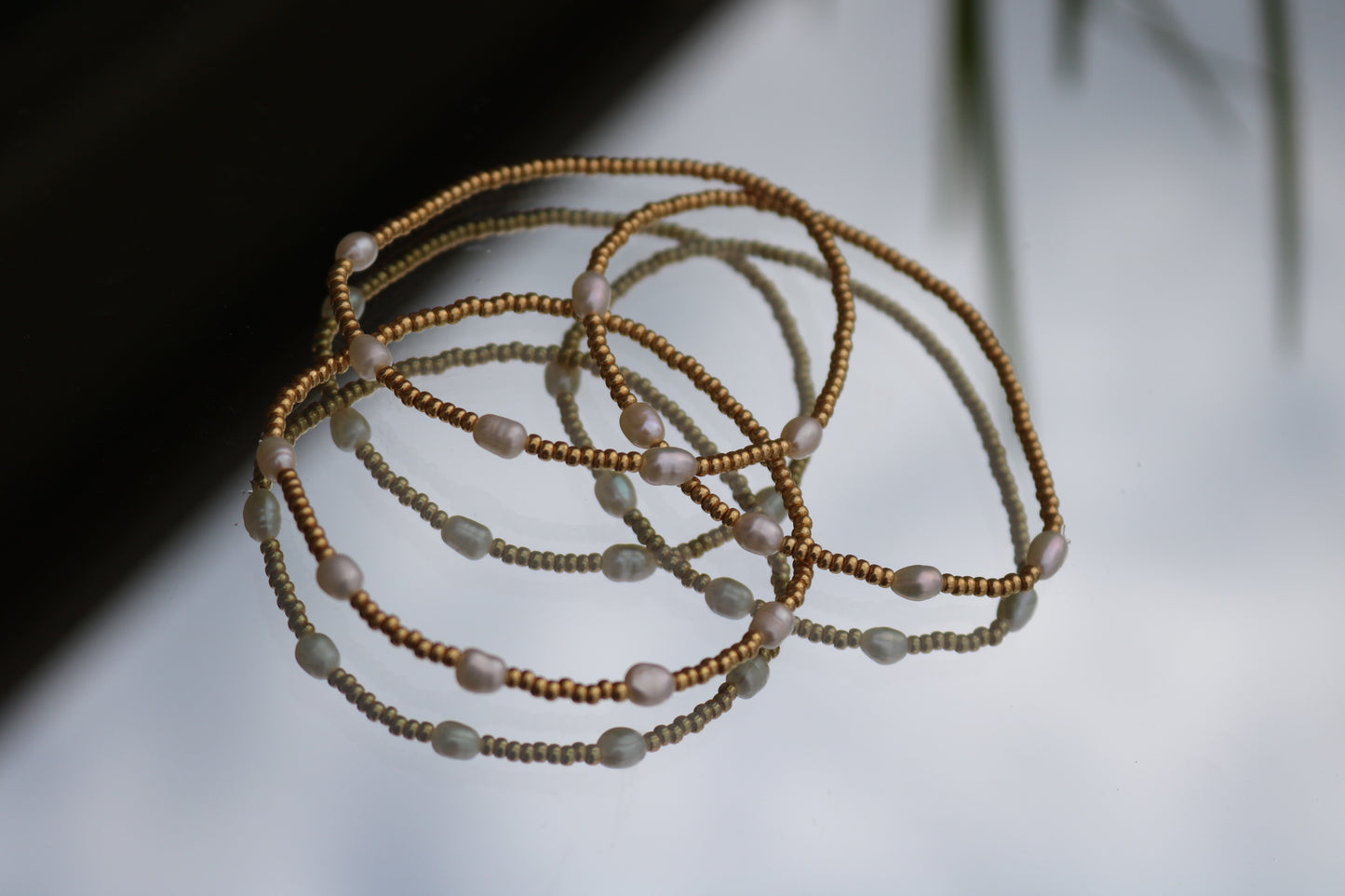 Gold Beaded Pearl Bracelets