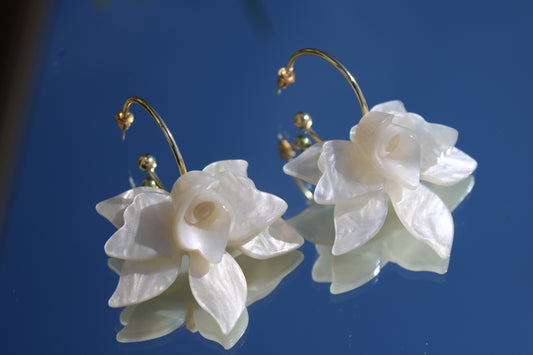 White Flower Earrings