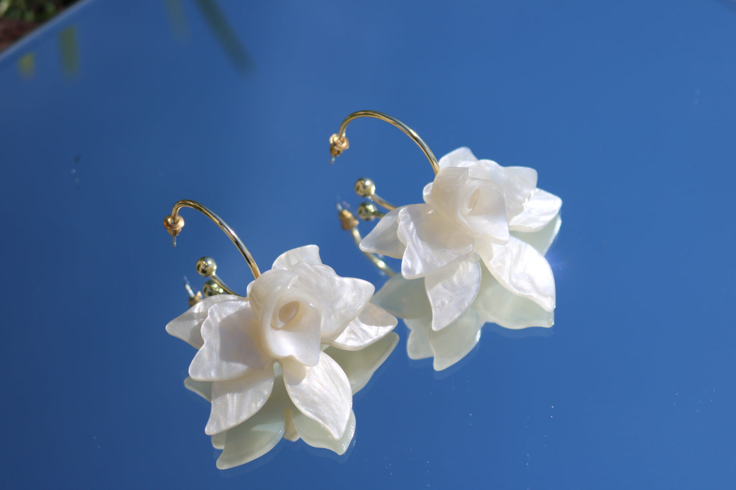 White Flower Earrings