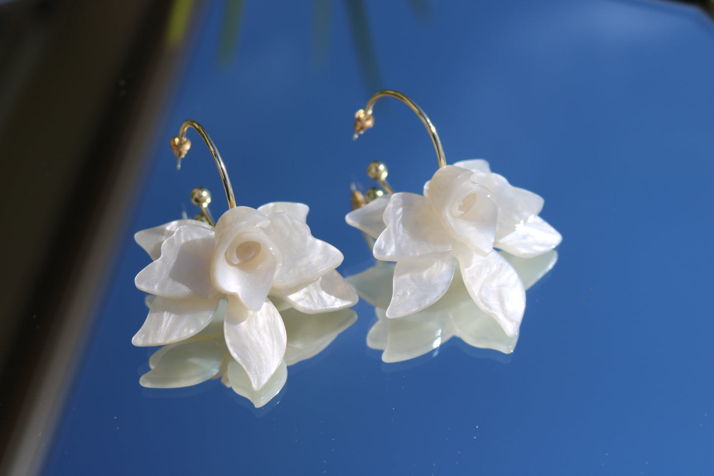 White Flower Earrings